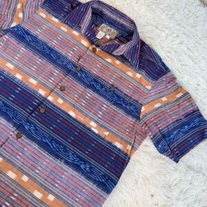 Vintage The Territory Ahead Mens Large Short Sleeve Button Up Shirt Aztec